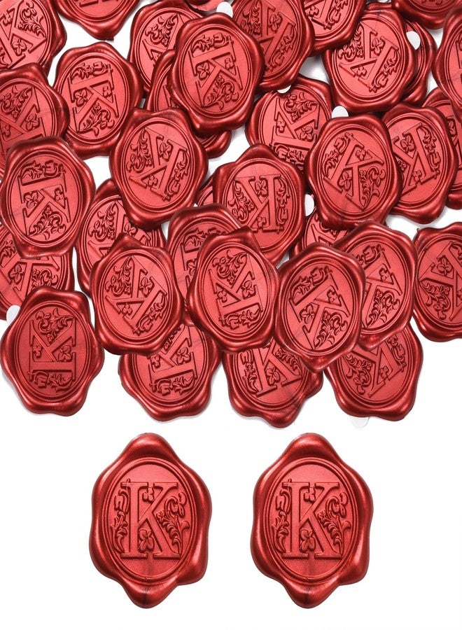 Yoption 50Pcs Initial K Wax Seal Stickers, Metallic Red Self Adhesive Letter Envelope Seals Stickers for Wedding Party Birthday Christmas (K) - Image 2